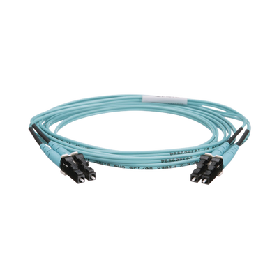 Jumper de Fibra Optica Multimodo 50/125 OM4 LC-LC Duplex OFNR (Riser) Color Aqua 2 Metros