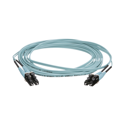 Jumper de Fibra Optica Multimodo 50/125 OM4 LC-LC Duplex OFNR (Riser) Color Aqua 20 Metros