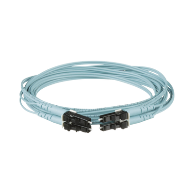 Jumper de Fibra Optica Multimodo 50/125 OM3 LC-LC Duplex OFNR (Riser) Color Aqua 4 Metros