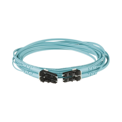 Jumper de Fibra Optica Multimodo 50/125 OM3 LC-LC Duplex OFNR (Riser) Color Aqua 9 Metros