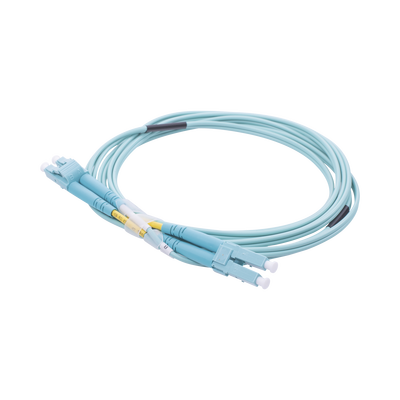 Jumper de Fibra Óptica Multimodo OM3 50/125 LC-LC OFNR (Riser) 2.0 mm Dúplex Aqua 2 metros