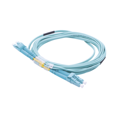 Jumper de Fibra Óptica Multimodo OM3 50/125 LC-LC OFNR (Riser) 2.0 mm Dúplex Aqua 3 metros