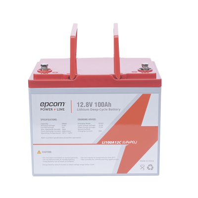 Batería de Litio Ciclo Profundo 12.8 Vcc 100Ah (LiFePO4 de Celdas Cilíndricas) Solar Marina Máximo 100 A de Descarga