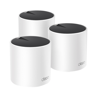 Kit 3 Routers Inalámbricos MESH Interior para Hogar / Doble Banda Wi-Fi 6 AX3000 Mbps / 3 Puerto Gigabit WAN/LAN / 2 Antenas Internas / Administración Mediante la App Deco (iOS Android) / Protección HomeShield