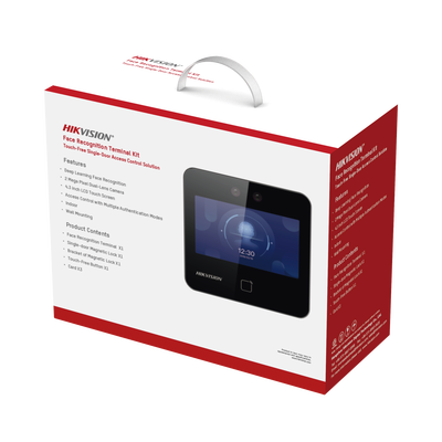 Kit de Control de Acceso TODO INCLUIDO con Lector de Rostros QRs y Tarjetas / 1 500 rostros / Compatible con App HIKConnect /Incluye Electroimán Botón de Salida y Montajes Z y L para imán / HIK-IA