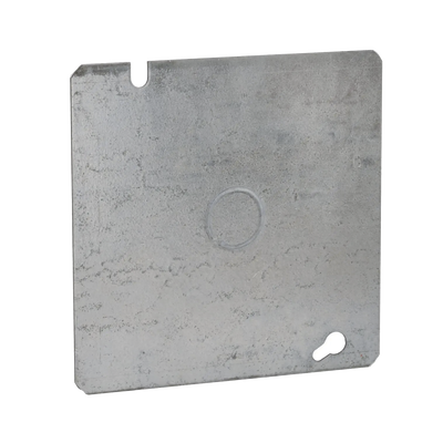 Tapa Cuadrada Plana de Acero Galvanizado con Entrada de 1/2" para Caja de 4 11/16".