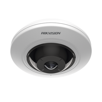 Mini Fisheye IP 5 Megapixel / Panorámica 180° - 360° / 8 mts IR / Interior / PoE / HEOP / ACUSENSE / Detección Facial / Microfono Integrado