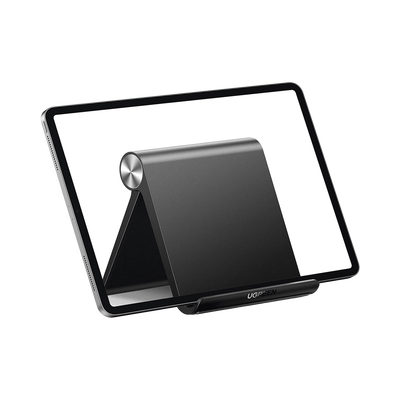 Soporte de Escritorio para Tablet / Ajustable de 0° a 100° / Goma Antiarañazos / Antideslizante / Amplia Compatibilidad con dispositivos de 4 a 13 / Plegable / ABS / Color Negro