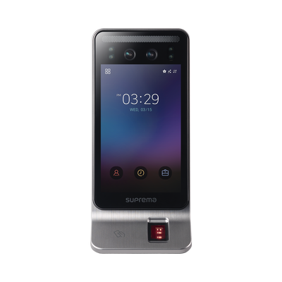 Lector Multi-tecnologia con detector de cubrebocas- Reconocimiento Facial Huella Tarjeta Móvil y lector de RFID(125kHz EM & 13.56 Mhz MIFARE) Compatible con BioStar2 Uso para Control de Acceso y Asistencia