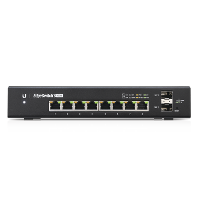 Switch EdgeMAX Administrable de 8 Puertos Gigabit con PoE+/PoE Pasivo 24V + 2 Puertos SFP 150 W
