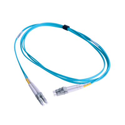 Jumper de Fibra Óptica Multimodo 50/125 OM3 XGLO LC-LC Duplex OFNR Color Aqua 1 Metro