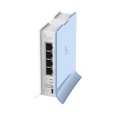 (hAP lite TC) 4 Puertos Fast Ethernet Wi-Fi 2.4 GHz 802.11 b/g/n y base tipo Torre