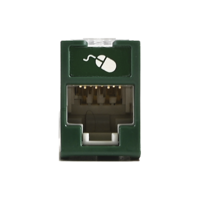 Jack UltraMAX Cat6 UTP Montaje híbrido en Placa de Pared (Plano y Angulado) Color Verde Punch Down