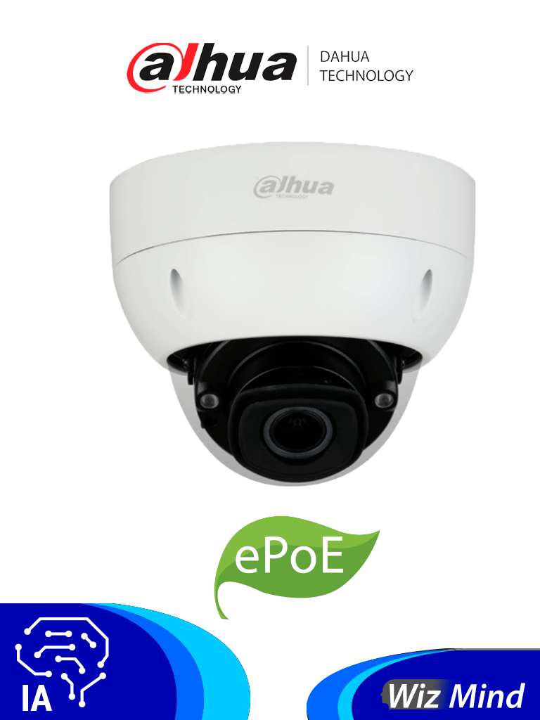 DAHUA IPC-HDBW5242HN-ZHE-MF - Cámara IP Domo Antivandálica Resolución de 2 MP/ Lente Mot. 2.7 a 18mm/ ? 107°-33.9°/ IR 50 mts/ IA WizMind/ Det. Facial/ Prot. Perimetral/ Conteo de Personas/ Starlight/ ePoE/ WDR/ H.265+/ IP67/ IK10/ E&S Alarma/ E&S A