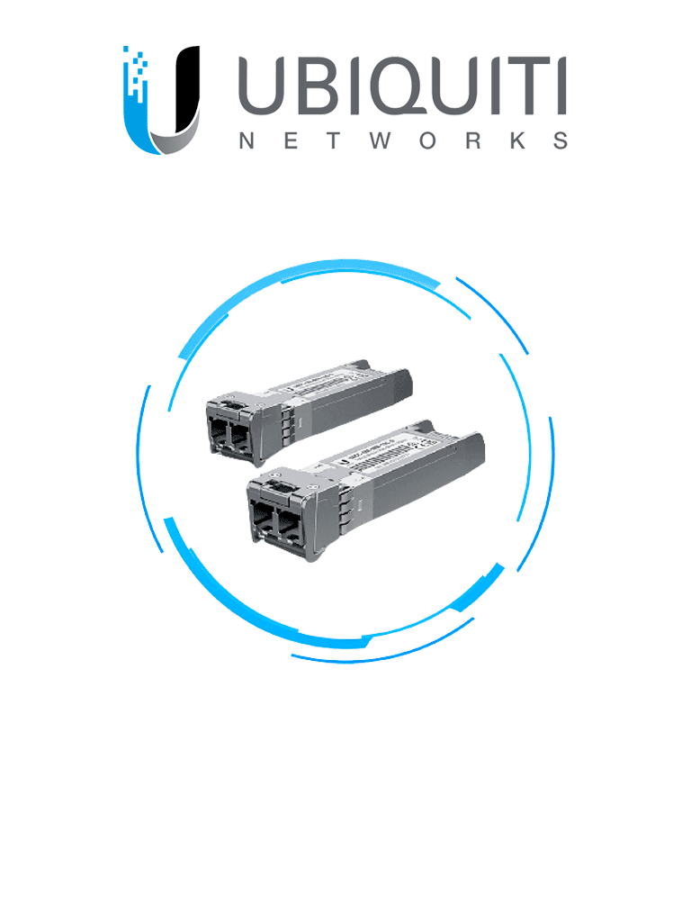 UBIQUITI UACC-OM-MM-10G-D-2 - Módulo UFiber SFP+ 10G con transceptor MiniGBIC multimodo de 10 Gbps alcance de conexión de 300m conectores LC. Paquete de 2 piezas.