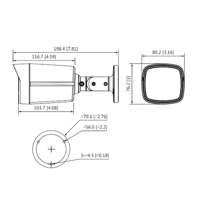 DAHUA HAC-HFW1231TLM-I6 - Camara Bullet de 2 Megapixeles/ Super Adapt/ Lente de 2.8 mm/ 107 Grados de Apertura/ IR de 60 Mts/ WDR Real de 130 dB/ IP67/ Soporta:CVI/CVBS/AHD/TVI/
