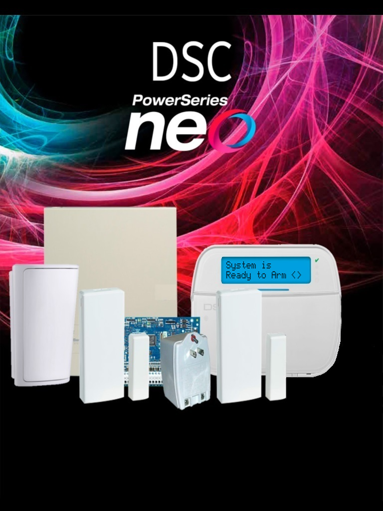 DSC NEO-RF-LCD-SB - Paquete NEO con 32 Zonas/ Panel HS2032/ Teclado Alfanumérico HS2LCDRF9 N / Gabinete GMX003 / 2 Contactos Inalámbricos PG9303 / 1 Detector de Movimiento PG9914 / Transformador/Sin Batería/ #PLANDEBENEFICIOS #LEÓN