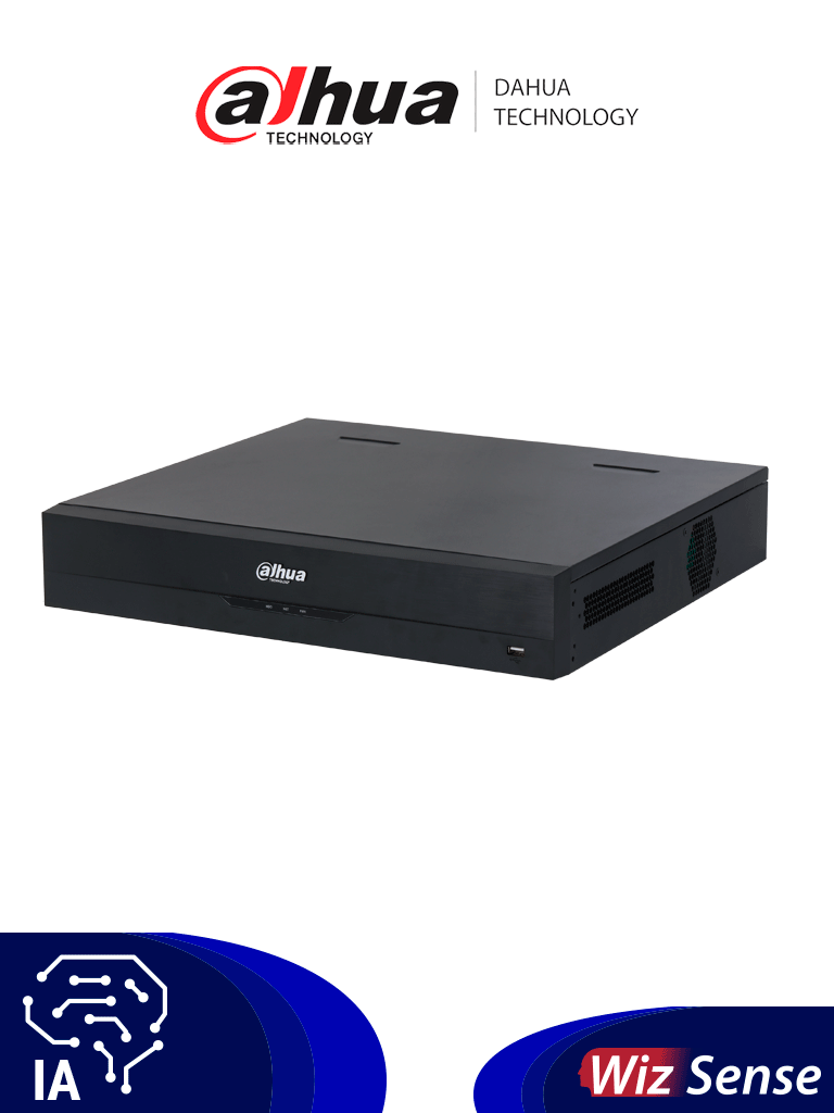 DAHUA DHI-NVR5432-EI - NVR de 32 canales IP 4K con tecnología Acupick WizSense y Smart H.265+. Rendimiento de 384 Mbps 4 bahías para discos duros. IA avanzada. E incluye E/S de alarma y audio