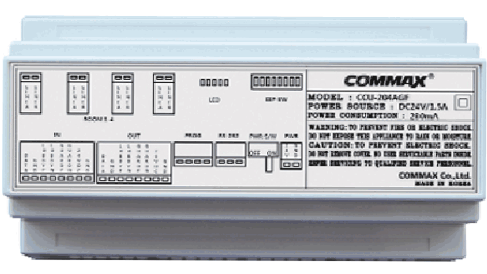 COMMAX CCU204AGF - Distribuidor para panel de audio modelo DR2AG  conecta hasta 4 Intercomunicadores o auriculares AP2SAG  conexión a 2 hilos  alimentación con fuente RF2A  solución