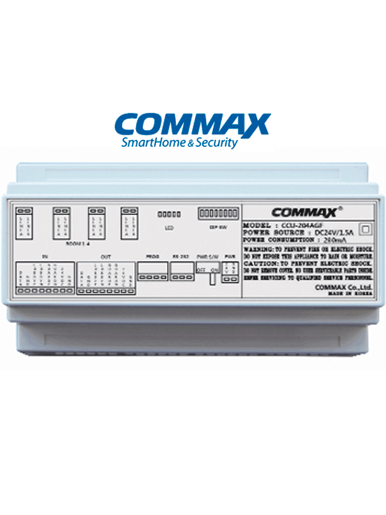 COMMAX CCU204AGF - Distribuidor para panel de audio modelo DR2AG  conecta hasta 4 Intercomunicadores o auriculares AP2SAG  conexión a 2 hilos  alimentación con fuente RF2A  solución