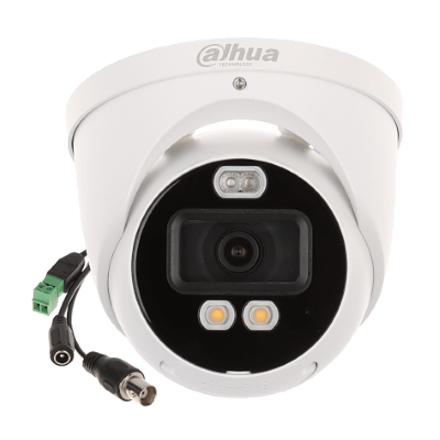 DAHUA HAC-ME1809H-A-PV - Camara Domo TiOC 4k/ Disuasión Activa/ Full Color/ Estrobo Azul y Rojo/ Lente de 2.8mm/ Luz de 40 Mts/ Microfono Integrado/ 1 Salida de Alarma/ Soporta: CVI/TVI/AHD/ IP67/