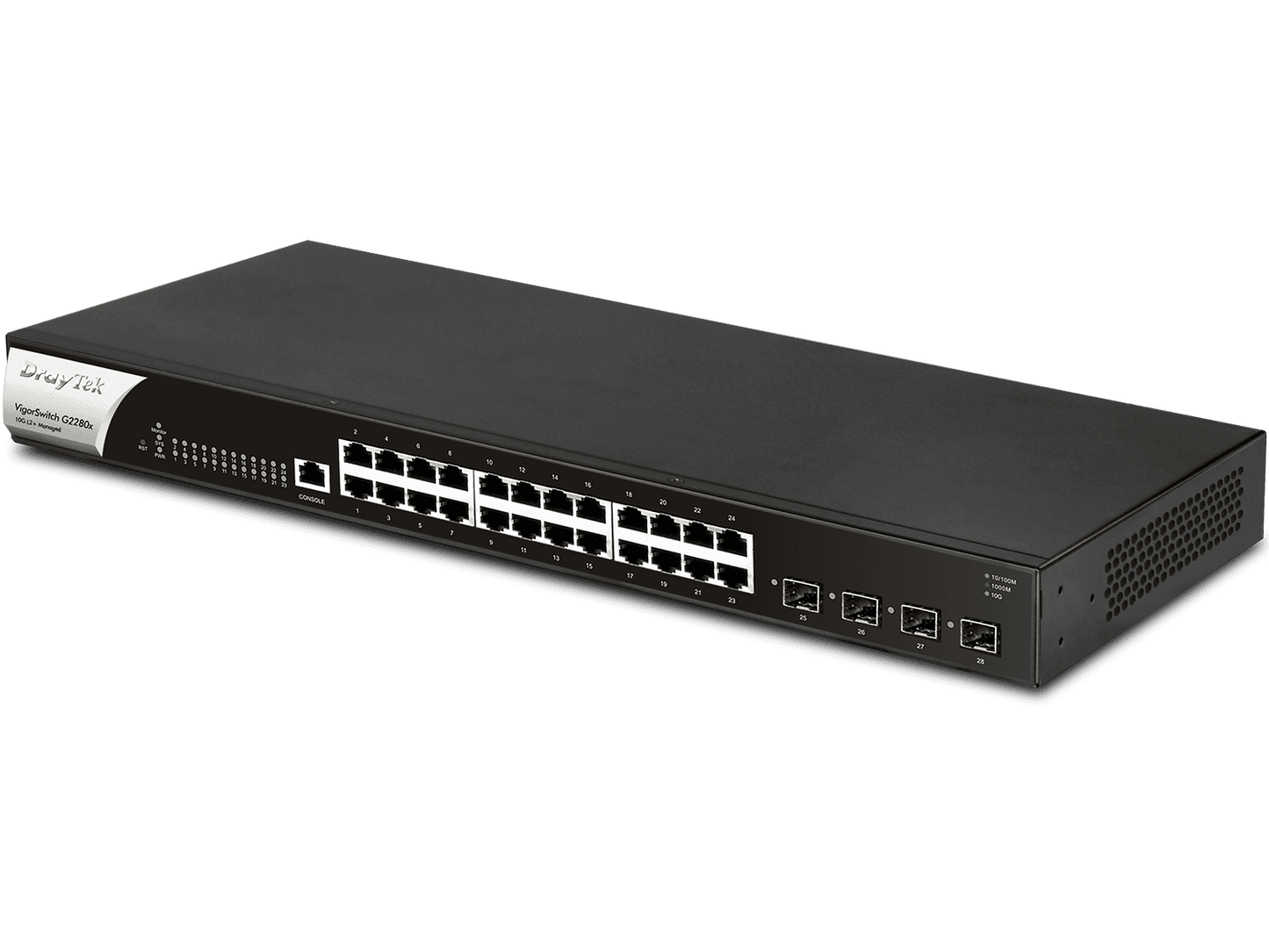 DrayTek Vigorswitch G2280x - Switch Gigabit Ethernet Administrable Capa 2 con 24 puertos Gigabit Ethernet además de 4 puertos SFP & SFP+ y capacidad de switching hasta 128 Gbps