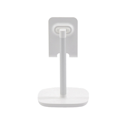 Soporte para Telefono Celular & Tablet / Ajustable de 5° a 45° / Base Antideslizante / Proteccion de Silicona / ABS / Amplia Compatibilidad con dispositivos de 4 a 7.9 / Color Blanco