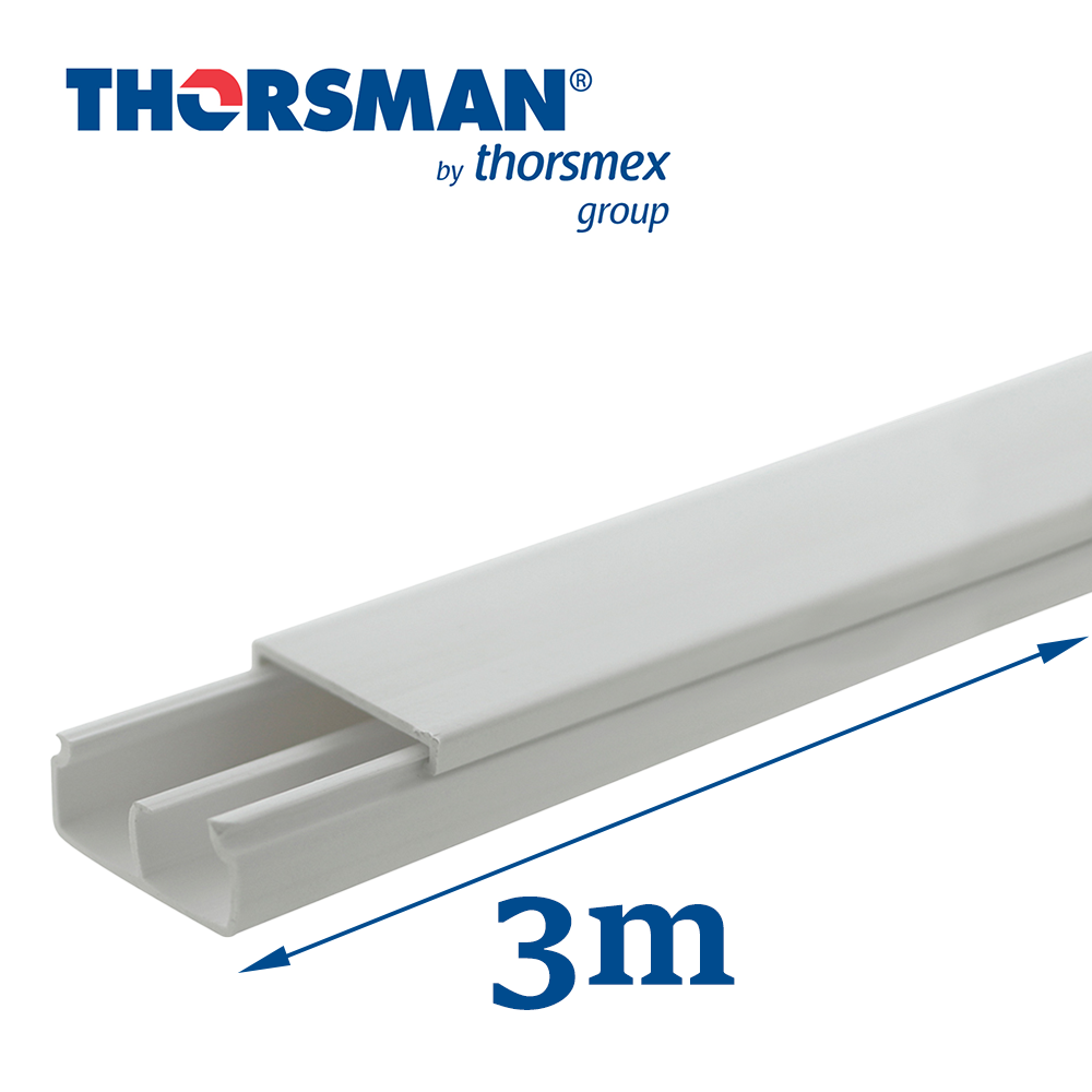 CANALETA ALUMINIO THORSMAN DR10040.00 LINEA R40 LA CANALETA DE LA LÍNEA R40 ES UNA EXCELENTE OPCIÓN PARA INSTALACIONES EN LAS QUE ES NECESARIA UNA ALTA CAPACIDAD DE CABLES DISPONIBLE EN 3 METROS COMPOSICIÓN: ALUMINIO TIPO DE PINTURA: PINTURA ELE