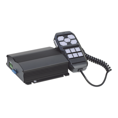 Sirena Vehicular de 100W de Potencia Con Controlador Unimando Para Control de Tonos 4 Salidas Auxiliares y Microfono