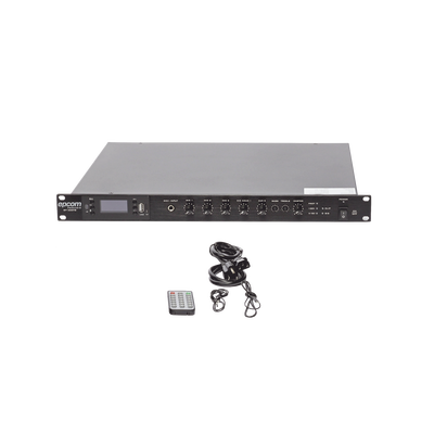 Amplificador Mezclador | 120W RMS | Sistema 100V y Baja Impedancia | MP3 | Tuner | Bluetooth | Música ambiental y Voceo