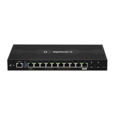EdgeRouter 12  con 10 puertos 10/100/1000 Mbps + 2 puertos SFP  con funciones avanzadas de ruteo