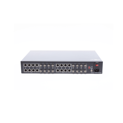 (SOLO RECEPTOR) TRANSCEPTOR ACTIVO DE 16 CANALES / VIDEO+PODER en un solo Cable UTP / 150 metros en 4K 200 metros en 5 MP/ Envía 36 Vcc y Recibe 12 Vcc / TODO INCLUIDO PARA RACK / HD-TVI/CVI/AHD/CVBS / SIN RUIDO / INSTALACIÓN LIMPIA.