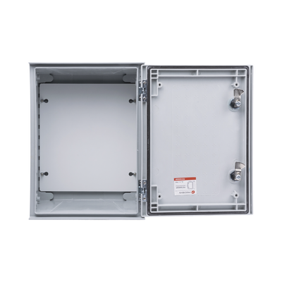 Gabinete de Poliéster IP65 Uso en Intemperie (300 x 400 x 200 mm) con Placa Trasera Interior de Plástico (Incluye Chapa y Llave).