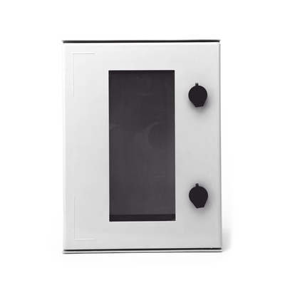 Gabinete de Poliéster IP65 Puerta Transparente Uso en Intemperie (300 x 400 x 200 mm) con Placa Trasera Interior de Plástico (Incluye Chapa y Llave).