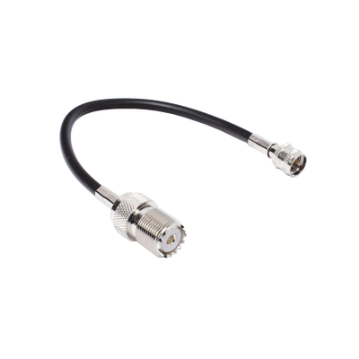 Jumper Adaptador de Conector Mini UHF Macho a UHF Hembra (SO-239) Níquel/ Oro y Plata/ Delrin.