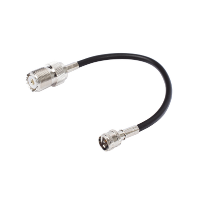 Jumper Adaptador de Conector Mini UHF Macho a UHF Hembra (SO-239) Níquel/ Oro y Plata/ Delrin.