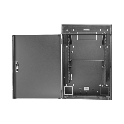 Gabinete de Montaje en Pared TrueEdge™ Con 9 UR para Equipo Activo y 9 UR para Paneles de Parcheo Fabricado en Acero Color Negro