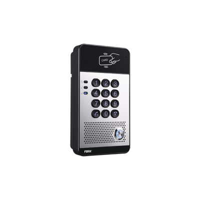 Audio Portero IP con 2 líneas SIP relevador integrado teclado numérico y lectora de tarjetas RFID para control de acceso PoE