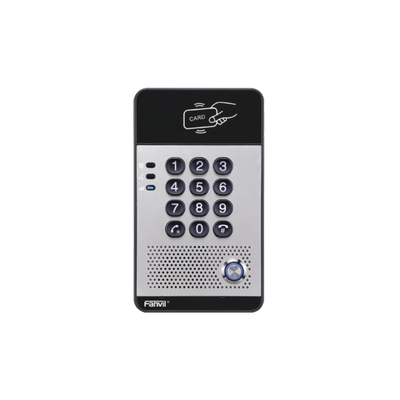 Audio Portero IP con 2 líneas SIP relevador integrado teclado numérico y lectora de tarjetas RFID para control de acceso PoE