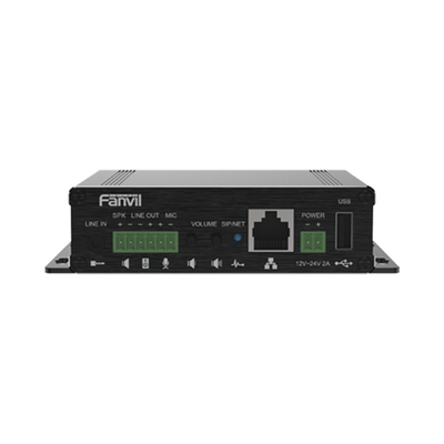 Gateway para Voceo IP/SIP Entrada de audio (3.5mm) salida de amplificador integrado de hasta 30W puerto USB (reproducción de MP3)