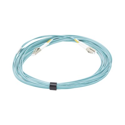 Jumper de Fibra Óptica Multimodo 50/125 XGLO OM3 LC-LC Duplex OFNR Color Aqua 7 Metros