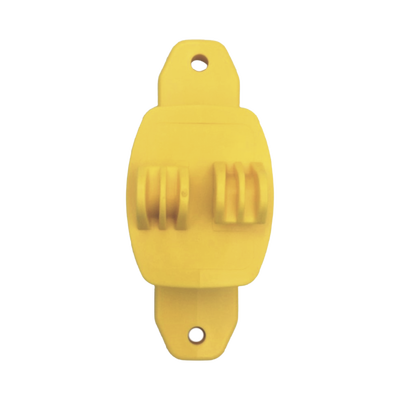 Aislador de Paso color Amarillo reforzado para cercos eléctricos resistente al clima extremoso
