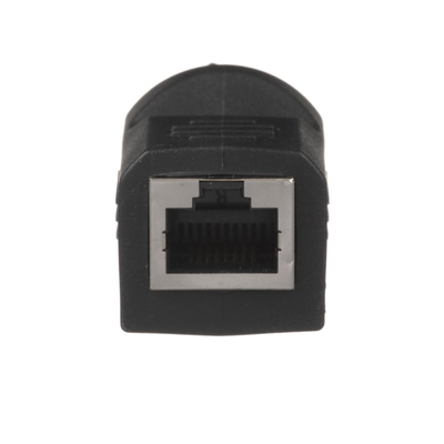 Adaptador IndustrialNet™ de M12 D-Code a Rj45 para Uso en Redes Industriales Protección IP20 en RJ45 e IP68 en M12 Color Negro