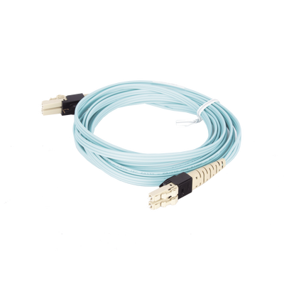Jumper PViQ de Fibra Óptica Multimodo 50/125 OM4 LC-LC Duplex LSZH Color Aqua 3 Metros