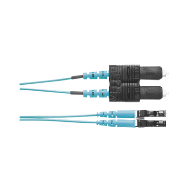 Jumper de Fibra Optica Multimodo 50/125 OM3 LC-SC Duplex OFNR (Riser) Color Aqua 2 Metros