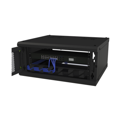 Gabinete de Pared Fijo Con 4 Unidades de Rack de 19 in Fabricado en Acero Puerta Perforada.