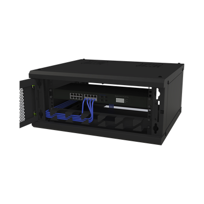 Gabinete de Pared Fijo Con 4 Unidades de Rack de 19 in Fabricado en Acero Puerta Perforada.