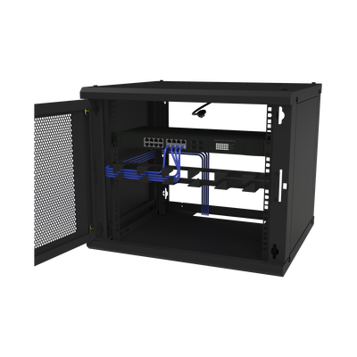 Gabinete de Pared Fijo Puerta Perforada con Rack de 19in 9 Unidades de Rack
