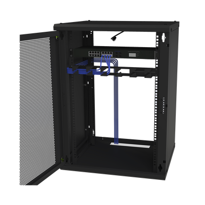 Gabinete de Pared Fijo Puerta Perforada Rack 19" de 16 UR.