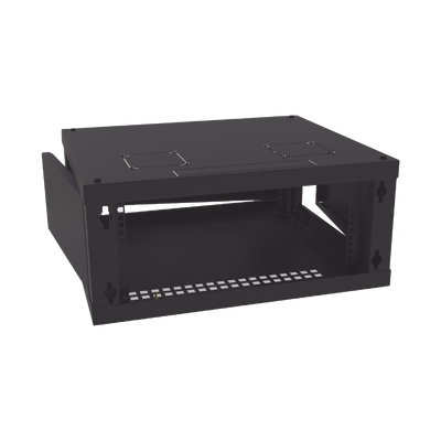 Gabinete de Montaje en Pared Con Puerta de Cristal Cuerpo Fijo con Rack de 19in 4UR Color Negro